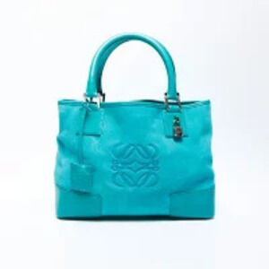 Loewe Blue Handbag Suede Anagram Turquoise